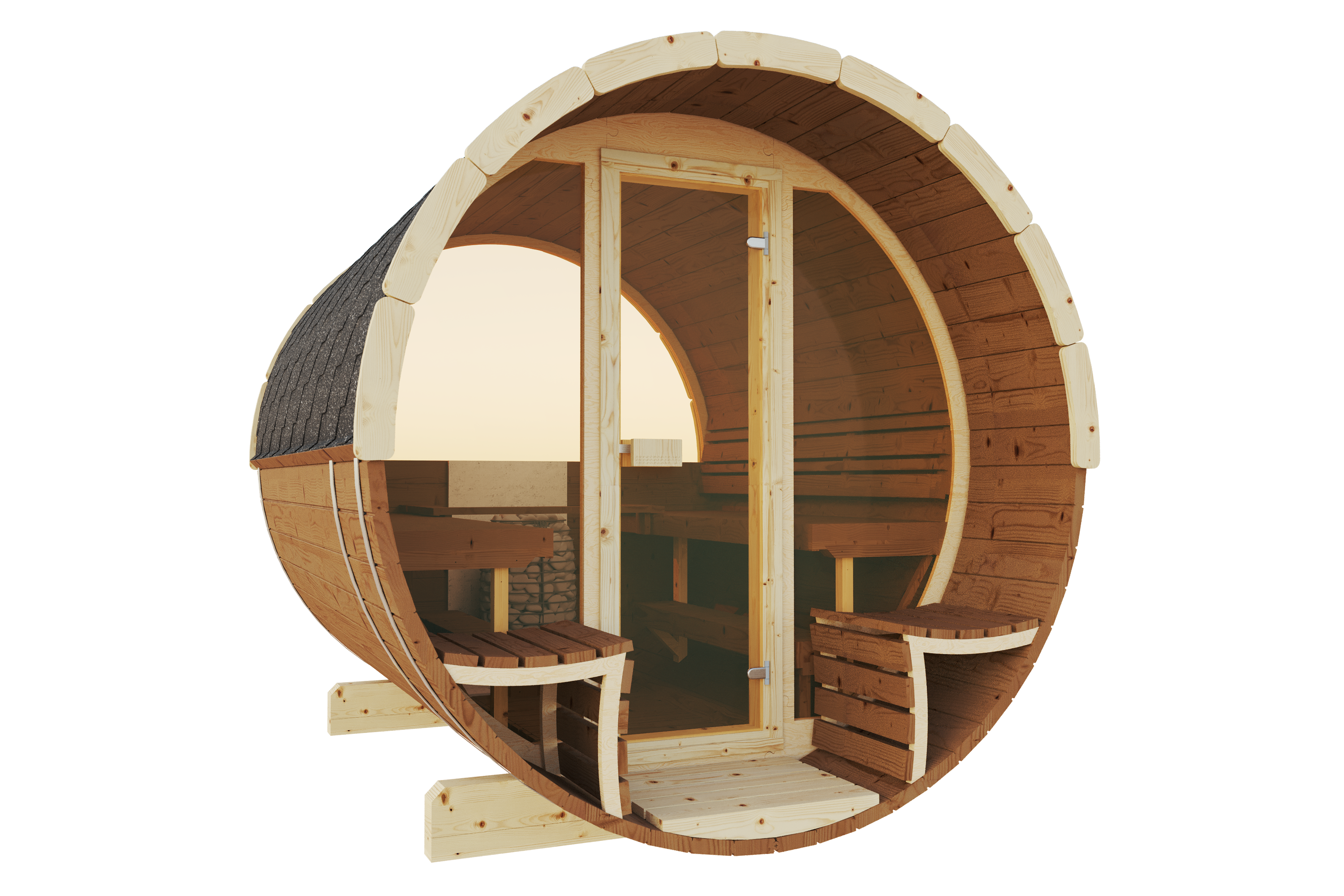 Outdoor Thermoholz Fasssauna Deluxe 280 – **Platin Version**